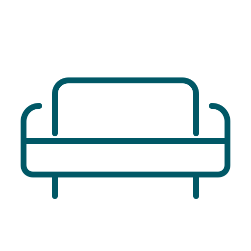 A simple, modern illustration of a sofa with clean lines and a minimalist design.